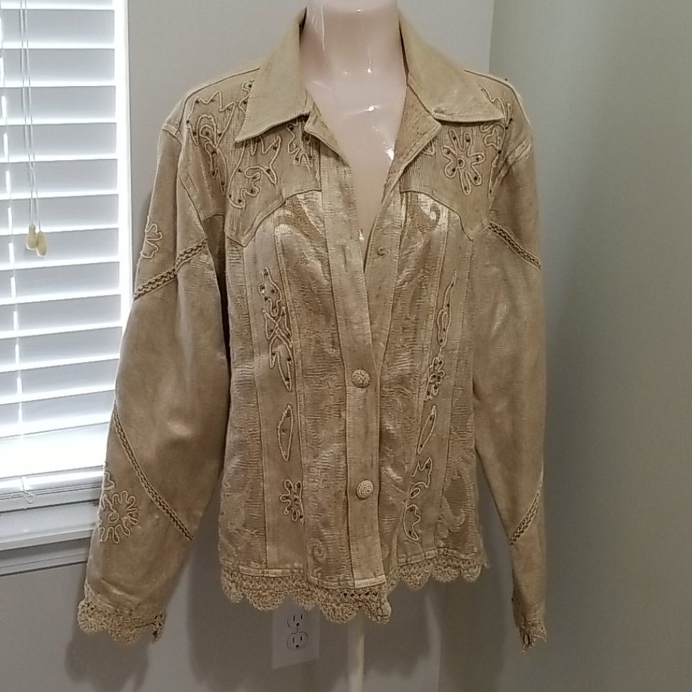 Flashback vtg crochet edge jacket, size XL
